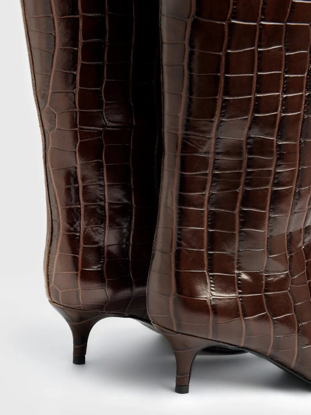 Schutz Maryana Lo Wide Crocodile Pointed Toe Boots in Dark Choco  ($278) - Picture 4 of 5